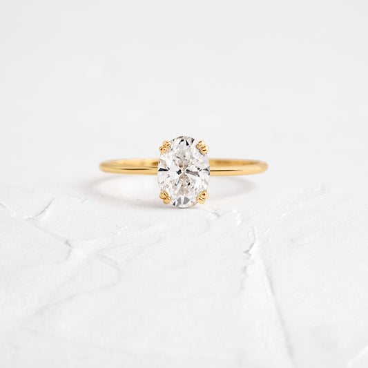 Solitaire Double Prong-Oval Lab Grown Diamond Engagement Ring - Front view