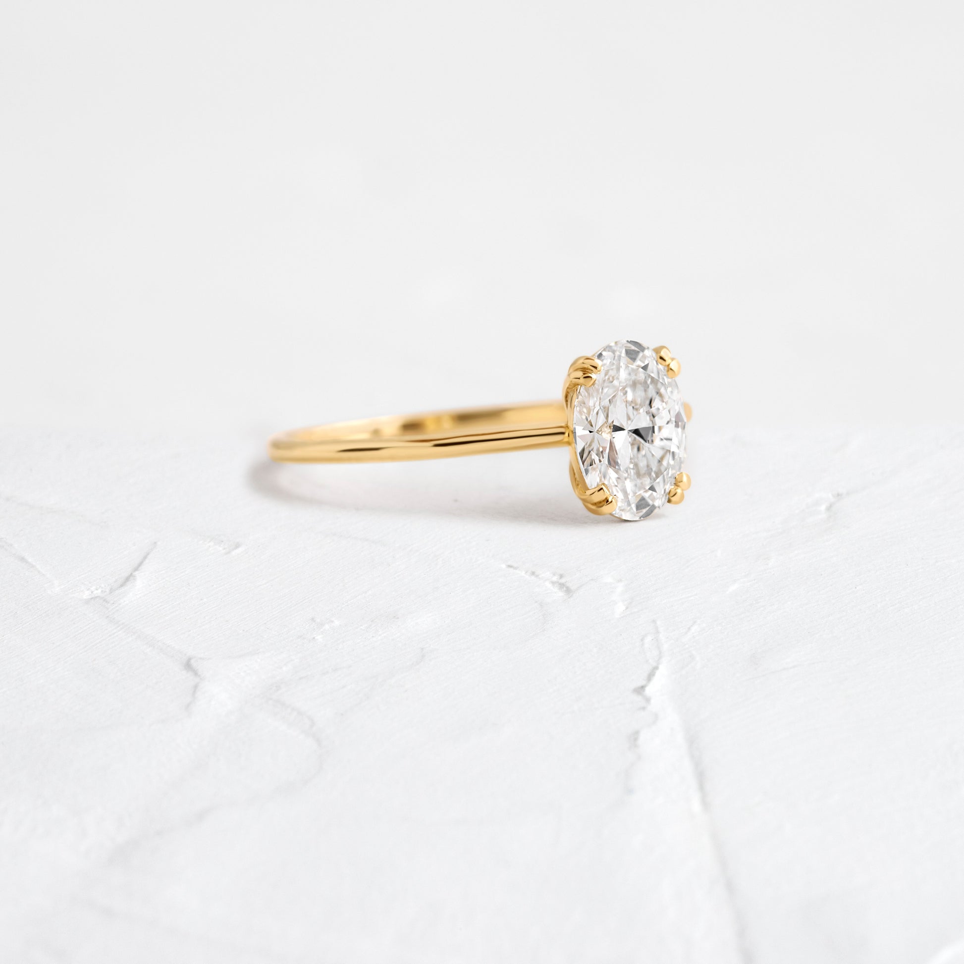 Solitaire Double Prong-Oval Lab Grown Diamond Engagement Ring - Front view