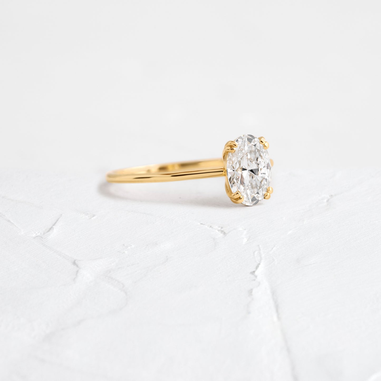 Solitaire Double Prong-Oval Lab Grown Diamond Engagement Ring - Front view