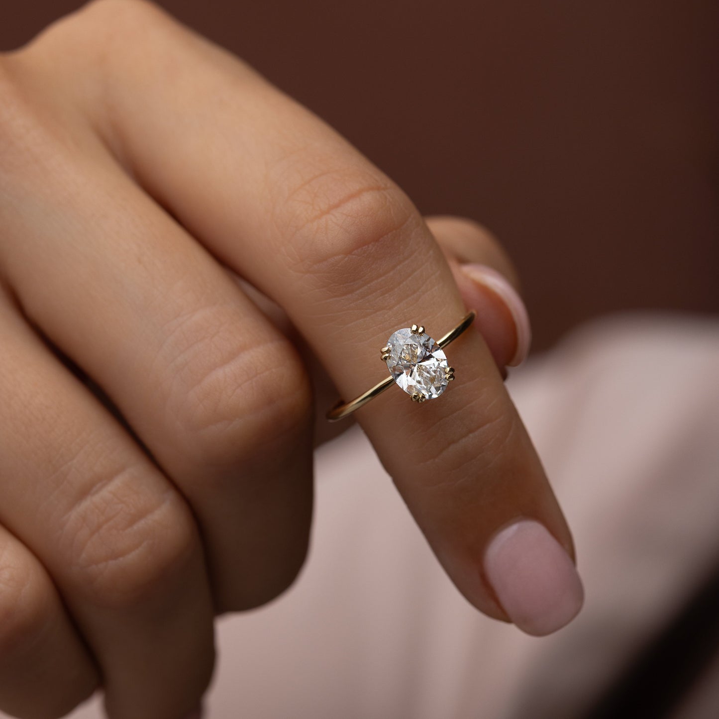 Solitaire Double Prong-Oval Lab Grown Diamond Engagement Ring - Back view