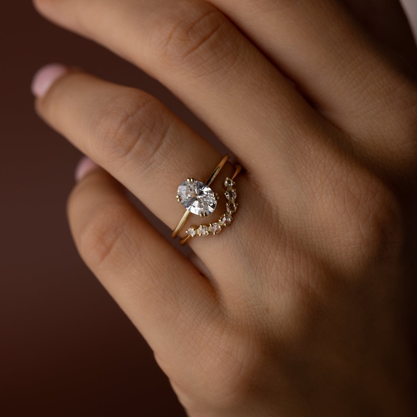 Solitaire Double Prong-Oval Lab Grown Diamond Engagement Ring - Detail view
