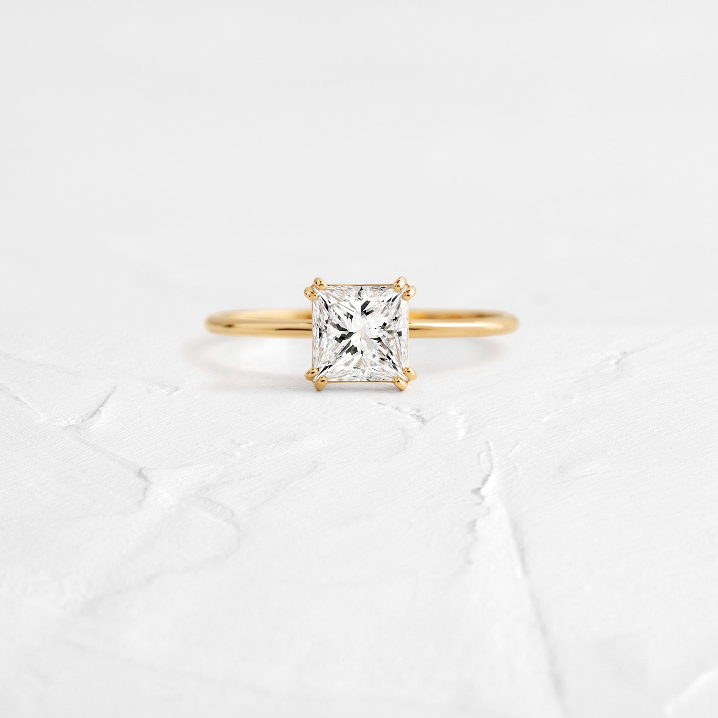Solitaire Double Prong-Princess Lab Grown Diamond Engagement Ring - Front view