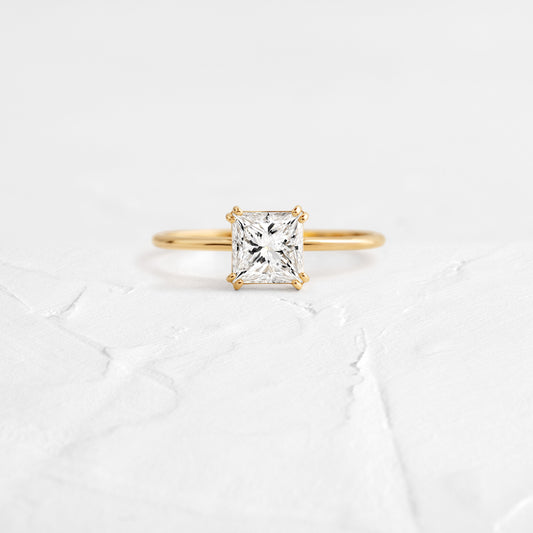 Solitaire Double Prong-Princess Lab Grown Diamond Engagement Ring - Front view