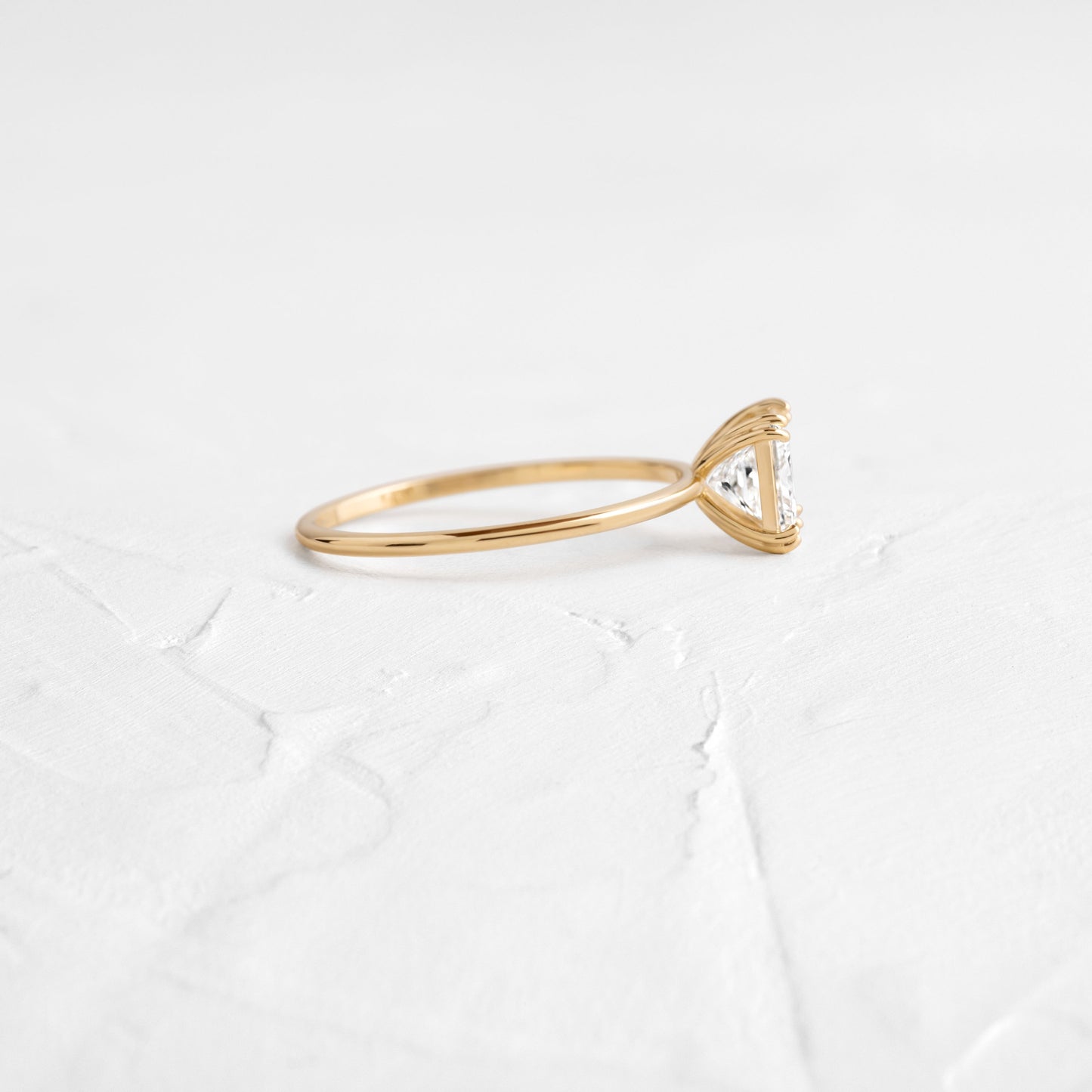 Solitaire Double Prong-Princess Lab Grown Diamond Engagement Ring - Side view