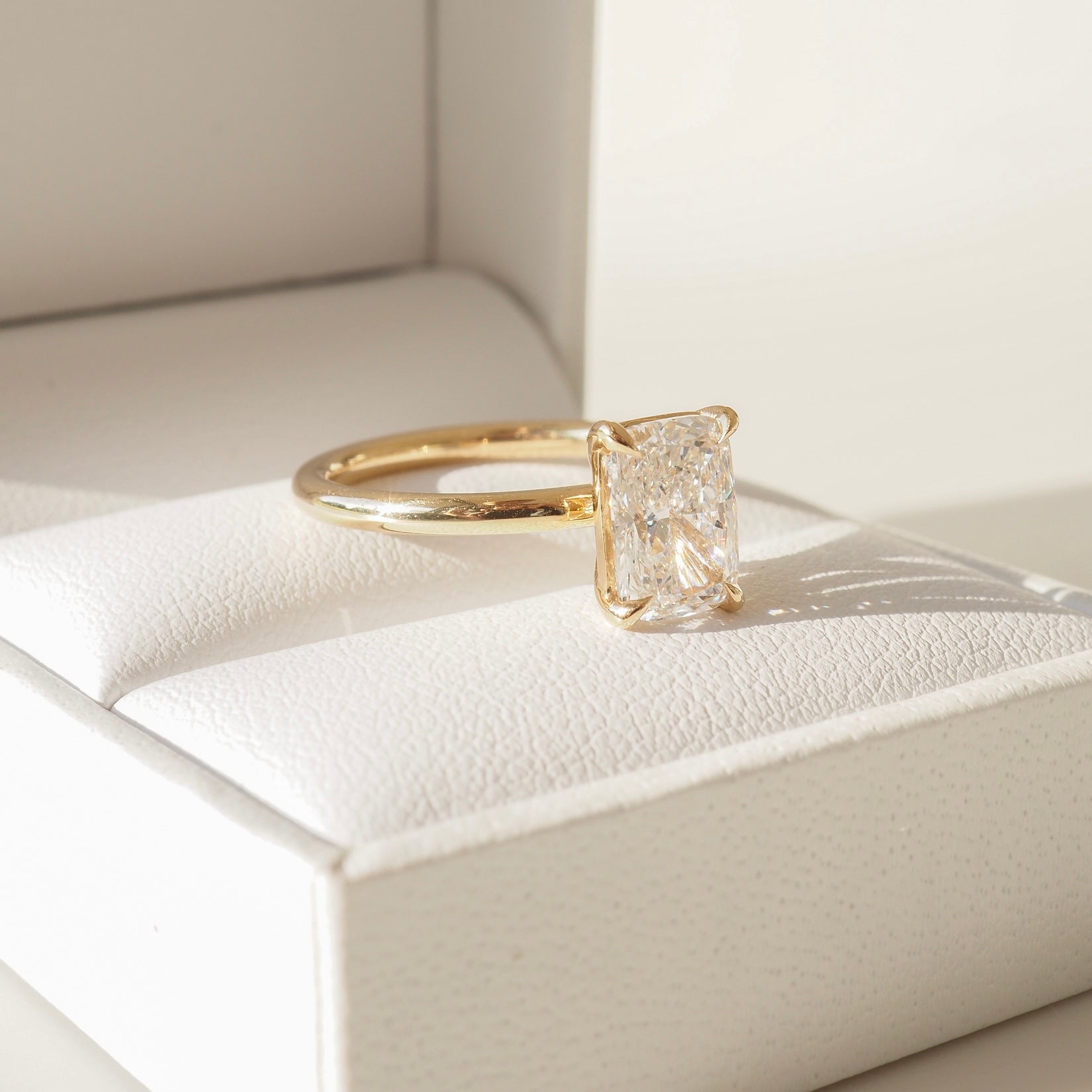 Solitaire-Elongated Cushion Lab Grown Diamond Engagement Ring - Back view