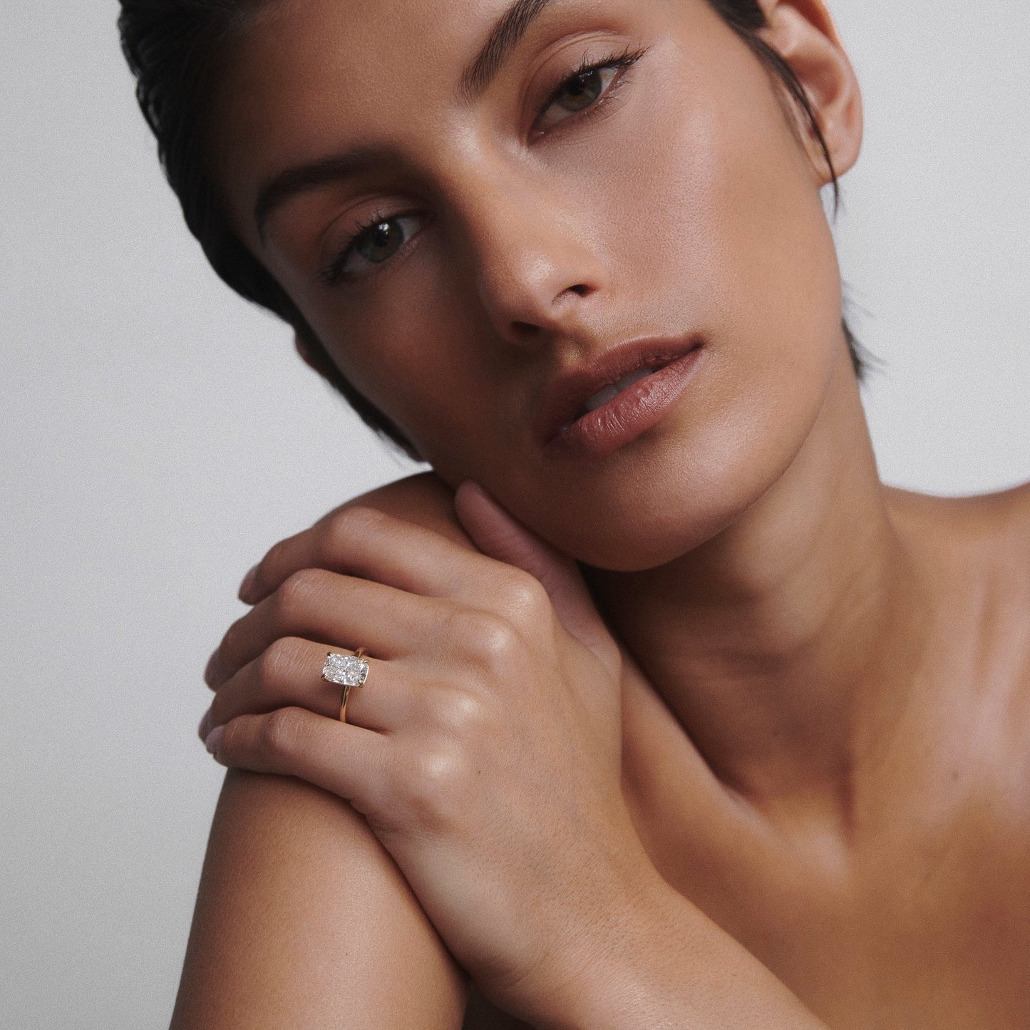 Solitaire-Elongated Cushion Lab Grown Diamond Engagement Ring - Lifestyle