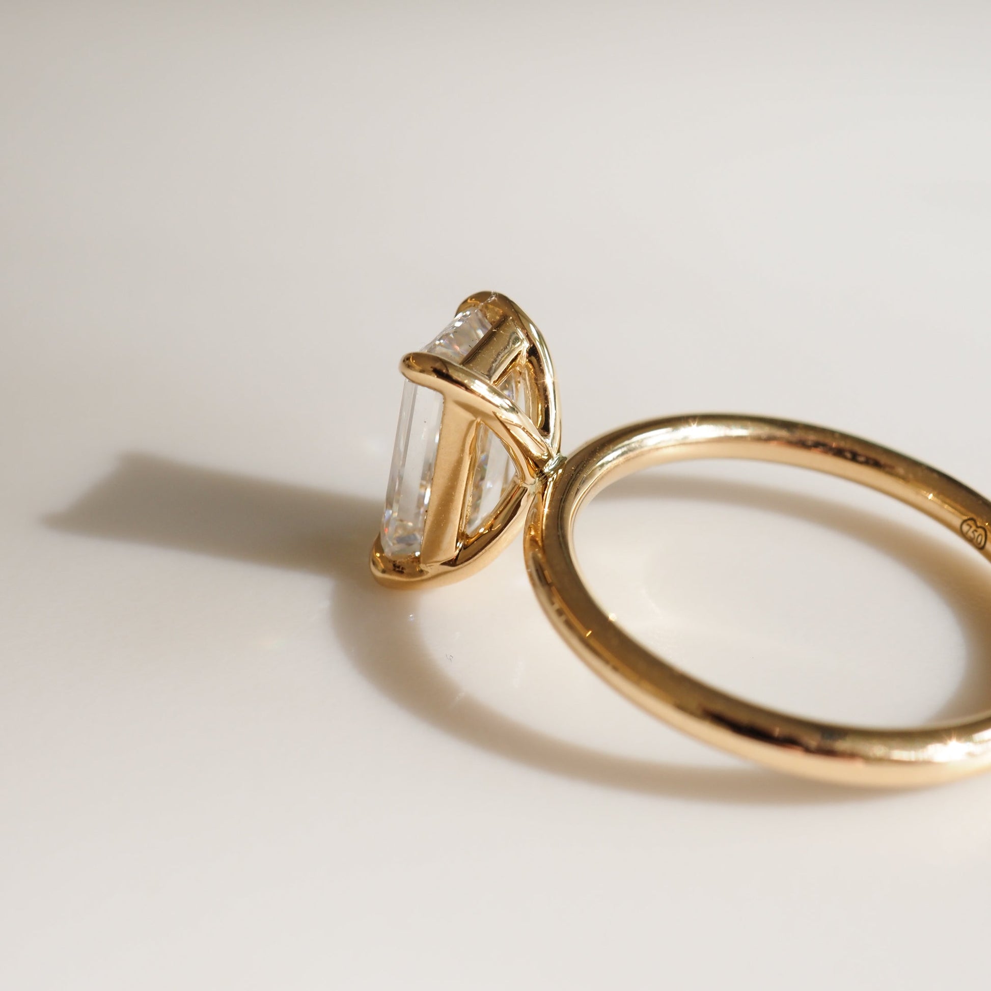 Solitaire-Emerald Lab Grown Diamond Engagement Ring - Back view