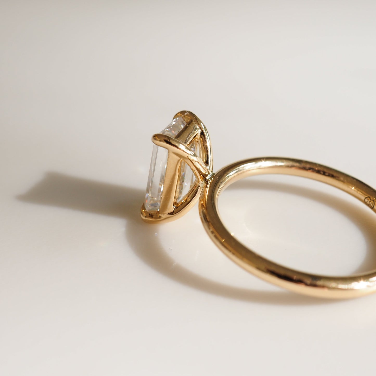 Solitaire-Emerald Lab Grown Diamond Engagement Ring - Back view
