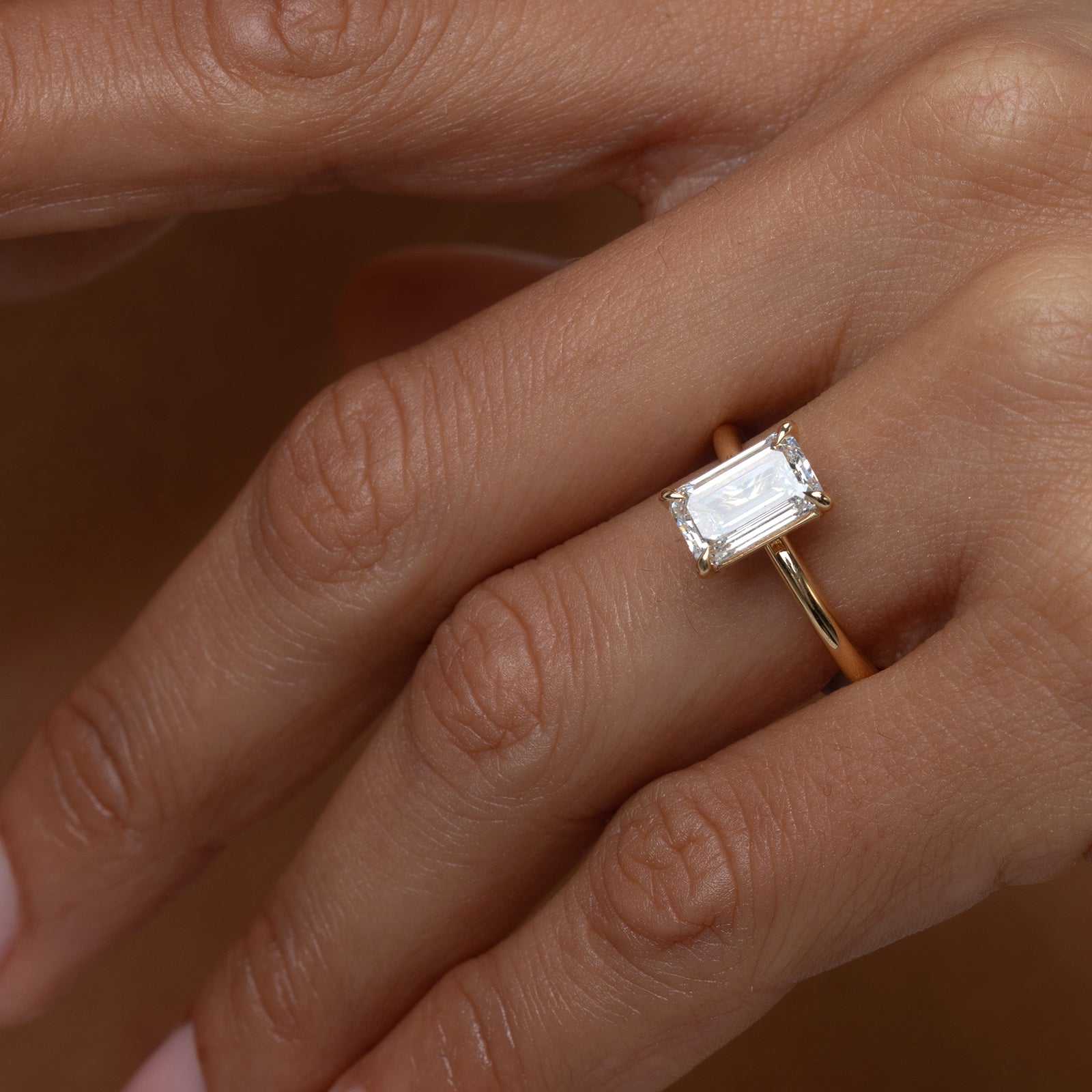 Solitaire-Emerald Lab Grown Diamond Engagement Ring - Detail view