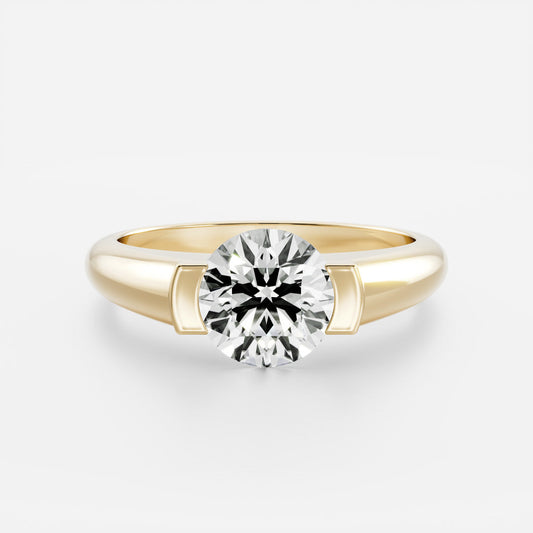 Solitaire Half Bezel- 1.8 CT Round Moissanite Engagement RingSolitaire Half Bezel- 1.8 CT Round Moissanite Engagement Ring - Front view