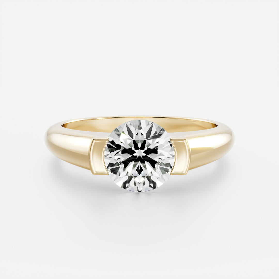 Solitaire Half Bezel- 1.8 CT Round Moissanite Engagement RingSolitaire Half Bezel- 1.8 CT Round Moissanite Engagement Ring - Front view