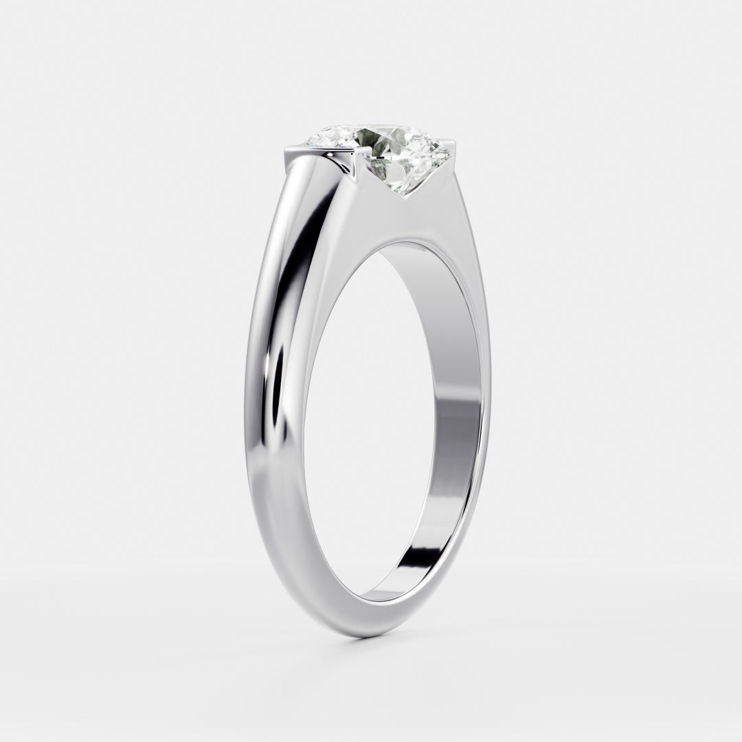 Solitaire Half Bezel- 1.8 CT Round Moissanite Engagement RingSolitaire Half Bezel- 1.8 CT Round Moissanite Engagement Ring - Back view