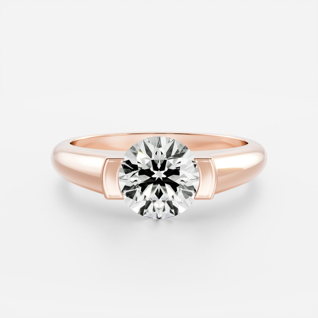 Solitaire Half Bezel- 1.8 CT Round Moissanite Engagement RingSolitaire Half Bezel- 1.8 CT Round Moissanite Engagement Ring - Detail view