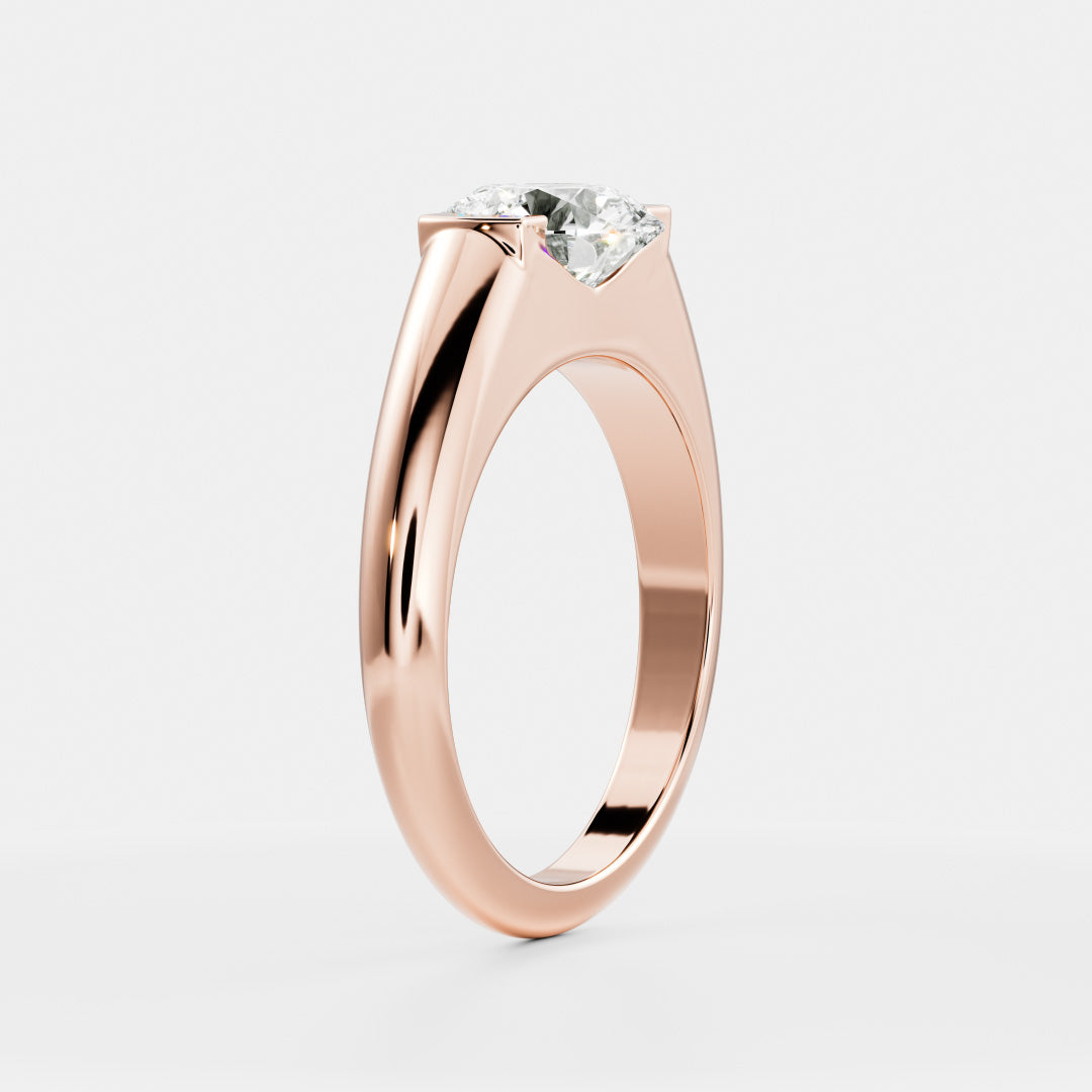 Solitaire Half Bezel- 1.8 CT Round Moissanite Engagement RingSolitaire Half Bezel- 1.8 CT Round Moissanite Engagement Ring - On model