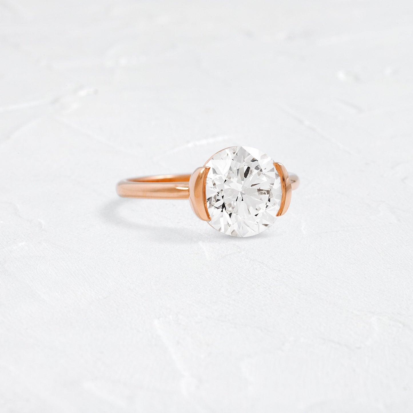 Solitaire Half Bezel-Round Lab Grown Diamond Engagement Ring - Back view