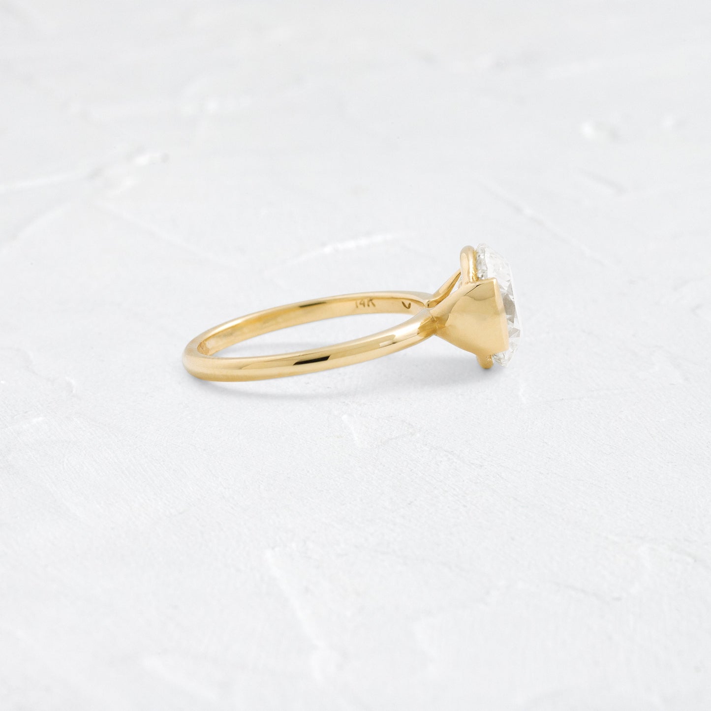 Solitaire Half Bezel-Round Lab Grown Diamond Engagement Ring - Side view