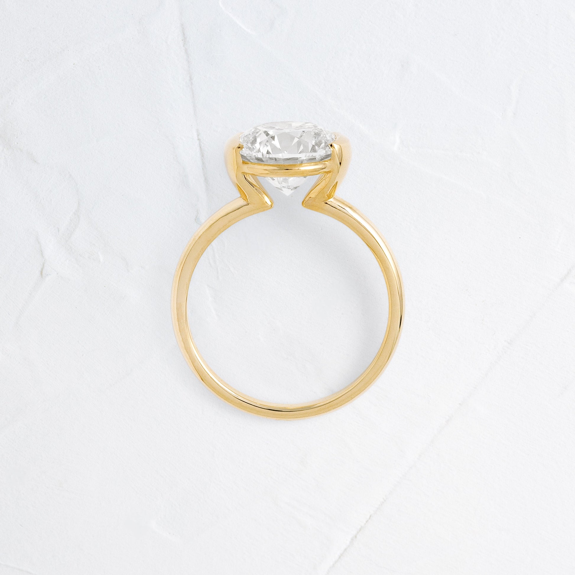 Solitaire Half Bezel-Round Lab Grown Diamond Engagement Ring - Back view