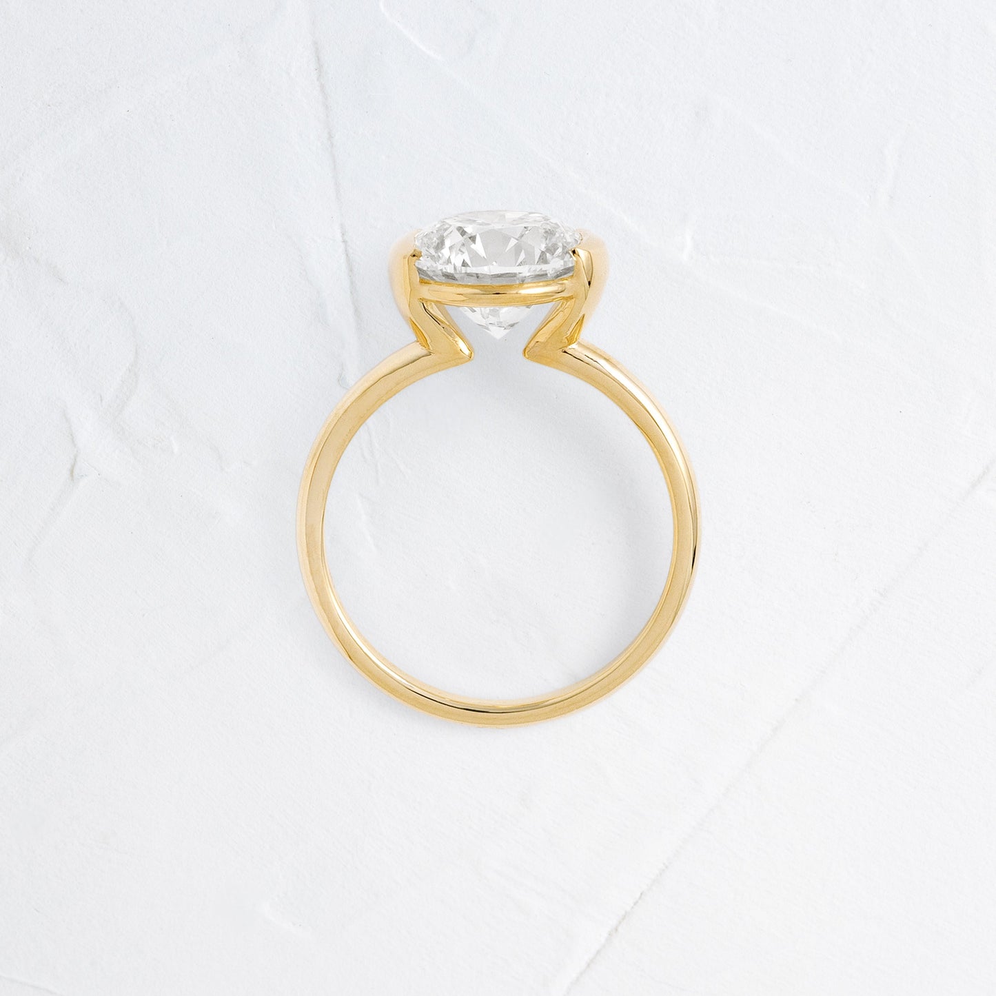 Solitaire Half Bezel-Round Lab Grown Diamond Engagement Ring - Back view