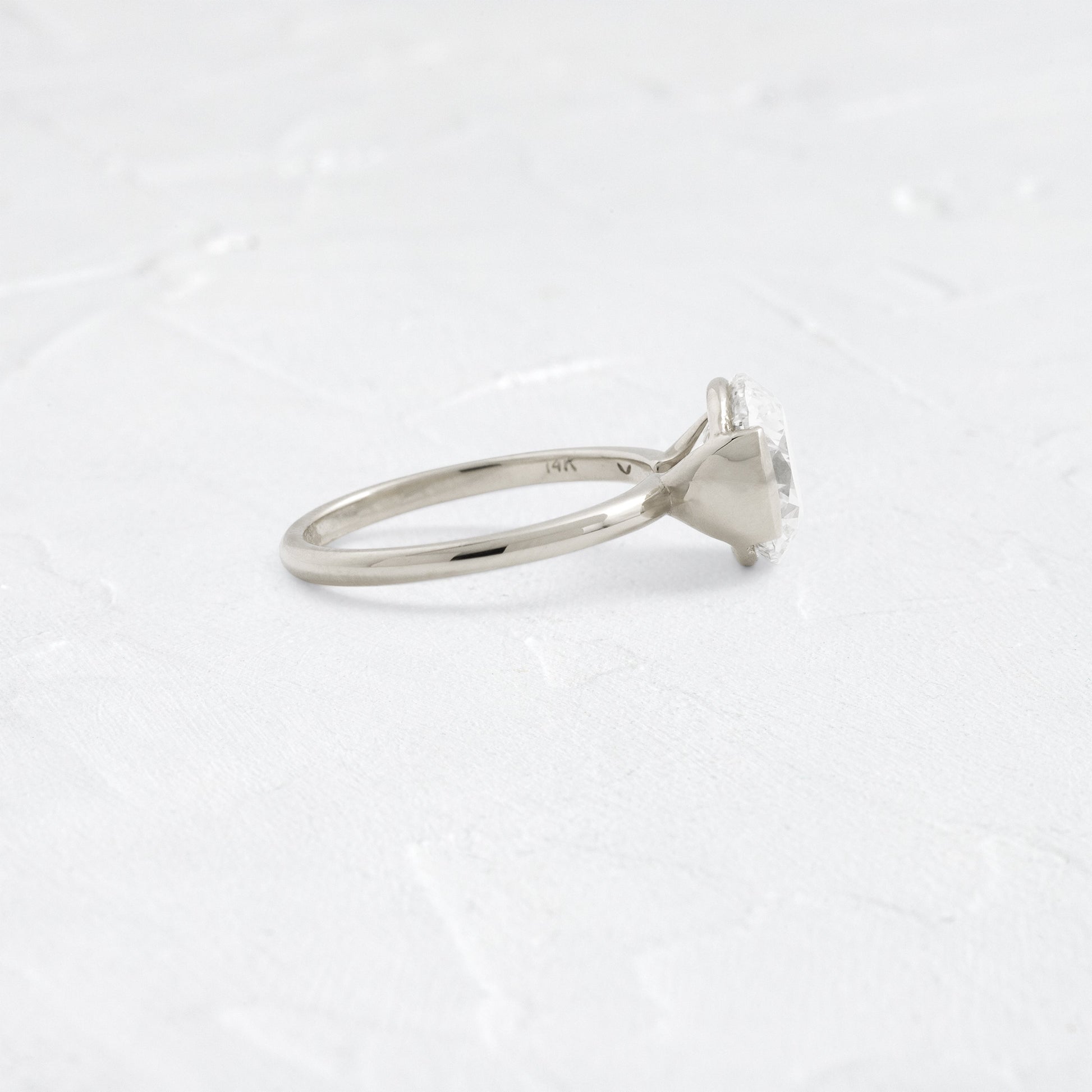Solitaire Half Bezel-Round Lab Grown Diamond Engagement Ring - Lifestyle