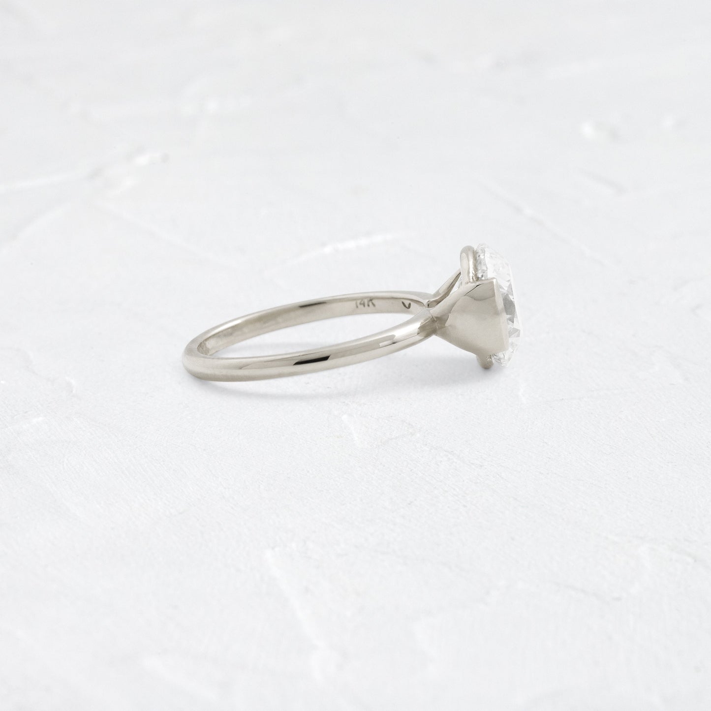Solitaire Half Bezel-Round Lab Grown Diamond Engagement Ring - Lifestyle