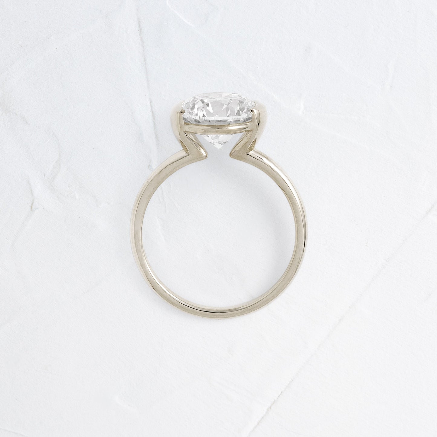 Solitaire Half Bezel-Round Lab Grown Diamond Engagement Ring - Front view