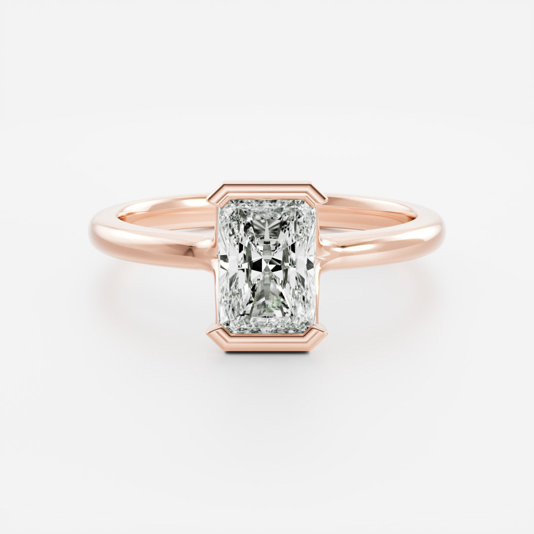 Solitaire Half Bezel Split Shank-Radiant Lab Grown Diamond Engagement Ring - Lifestyle