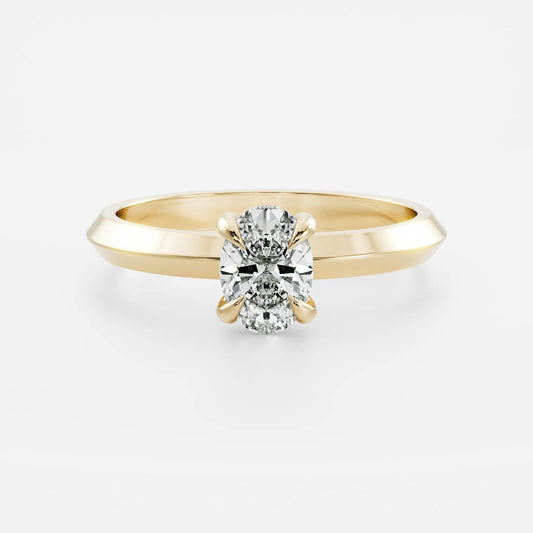 Solitaire Knife Edge- 1.5 CT Oval Moissanite Engagement RingSolitaire Knife Edge- 1.5 CT Oval Moissanite Engagement Ring - Front view