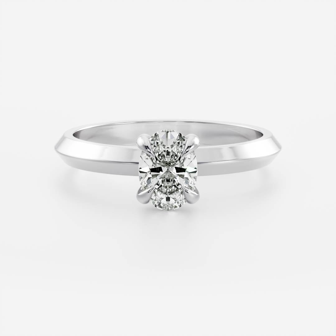 Solitaire Knife Edge- 1.5 CT Oval Moissanite Engagement RingSolitaire Knife Edge- 1.5 CT Oval Moissanite Engagement Ring - Side view