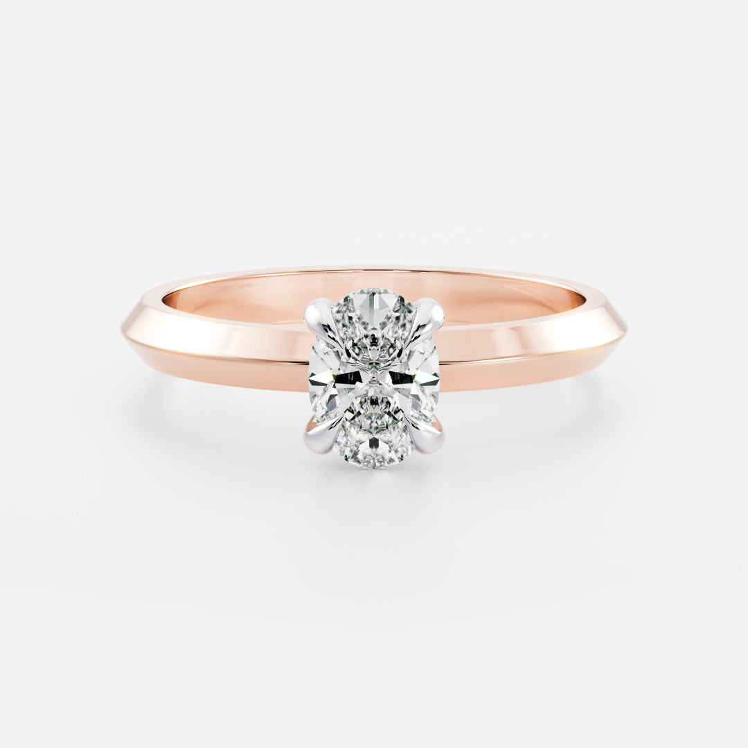 Solitaire Knife Edge- 1.5 CT Oval Moissanite Engagement RingSolitaire Knife Edge- 1.5 CT Oval Moissanite Engagement Ring - Detail view