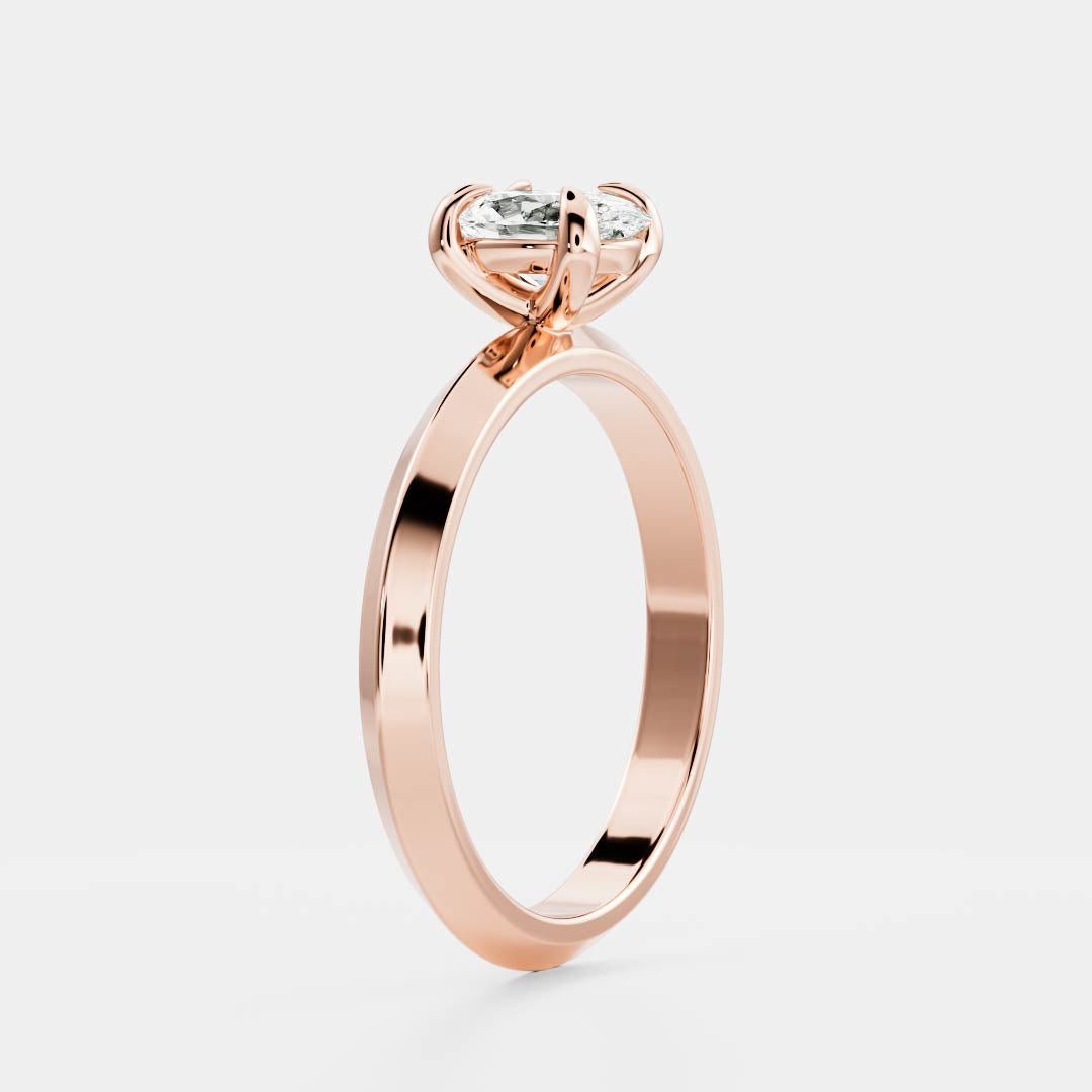 Solitaire Knife Edge- 1.5 CT Oval Moissanite Engagement RingSolitaire Knife Edge- 1.5 CT Oval Moissanite Engagement Ring - On model