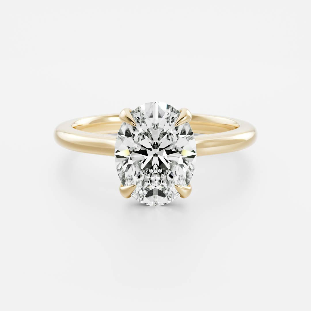 Solitaire Low Profile- 1.5 CT Oval Moissanite Engagement RingSolitaire Low Profile- 1.5 CT Oval Moissanite Engagement Ring - Front view
