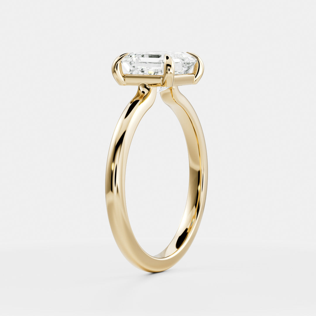 Solitaire Low Profile-Asscher Lab Grown Diamond Engagement Ring - Front view