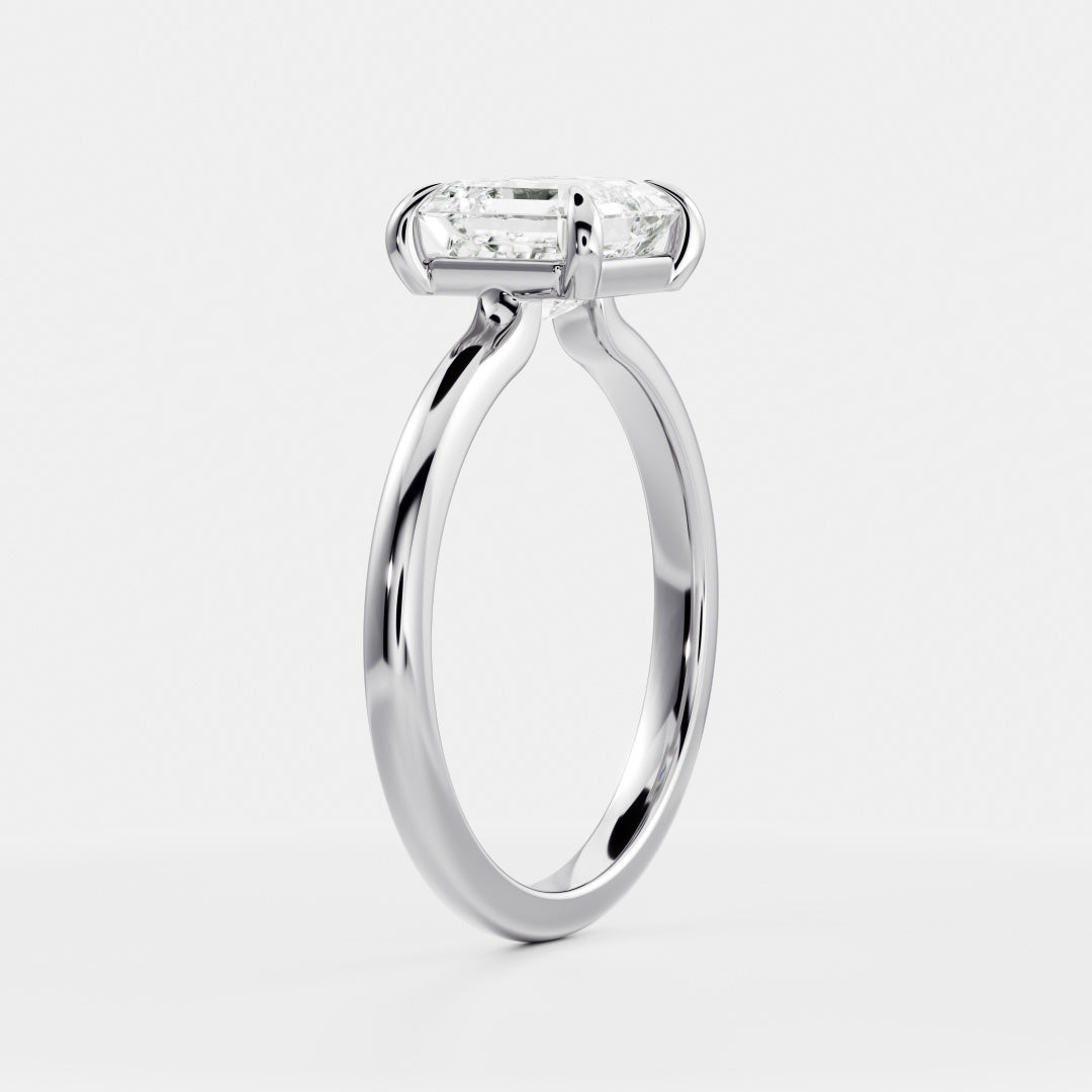 Solitaire Low Profile-Asscher Lab Grown Diamond Engagement Ring - Back view