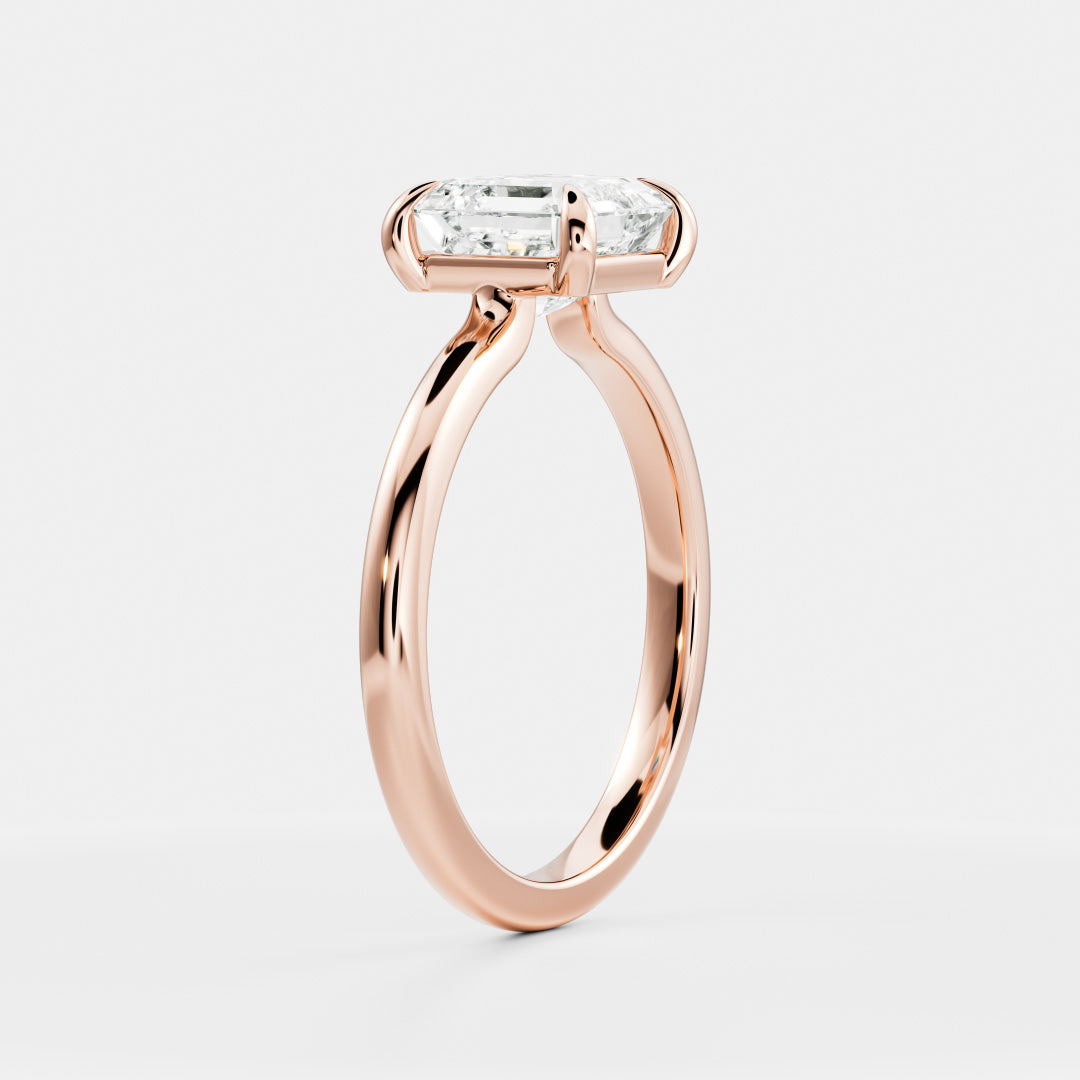 Solitaire Low Profile-Asscher Lab Grown Diamond Engagement Ring - On model
