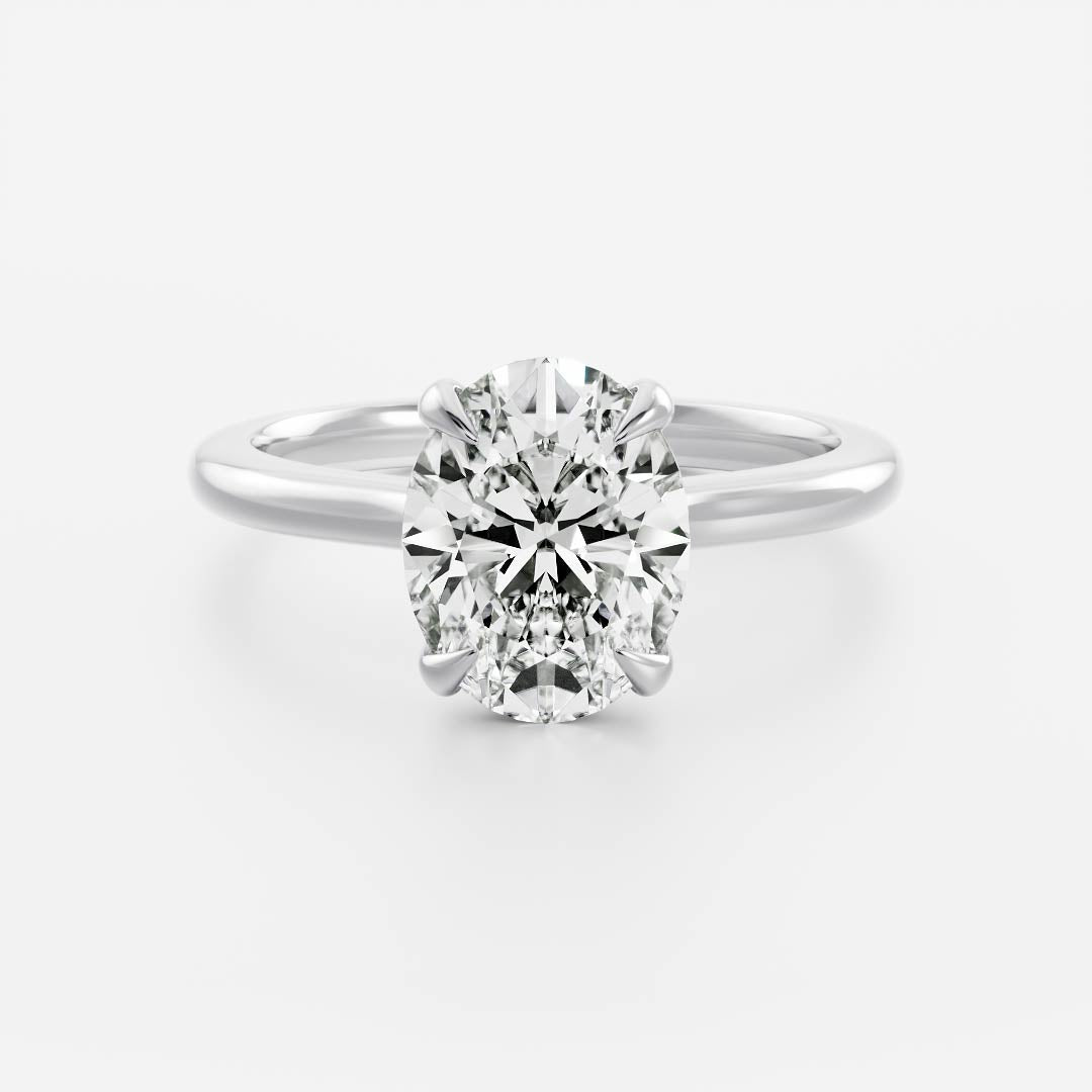 Solitaire Low Profile-Oval Lab Grown Diamond Engagement Ring - Detail view