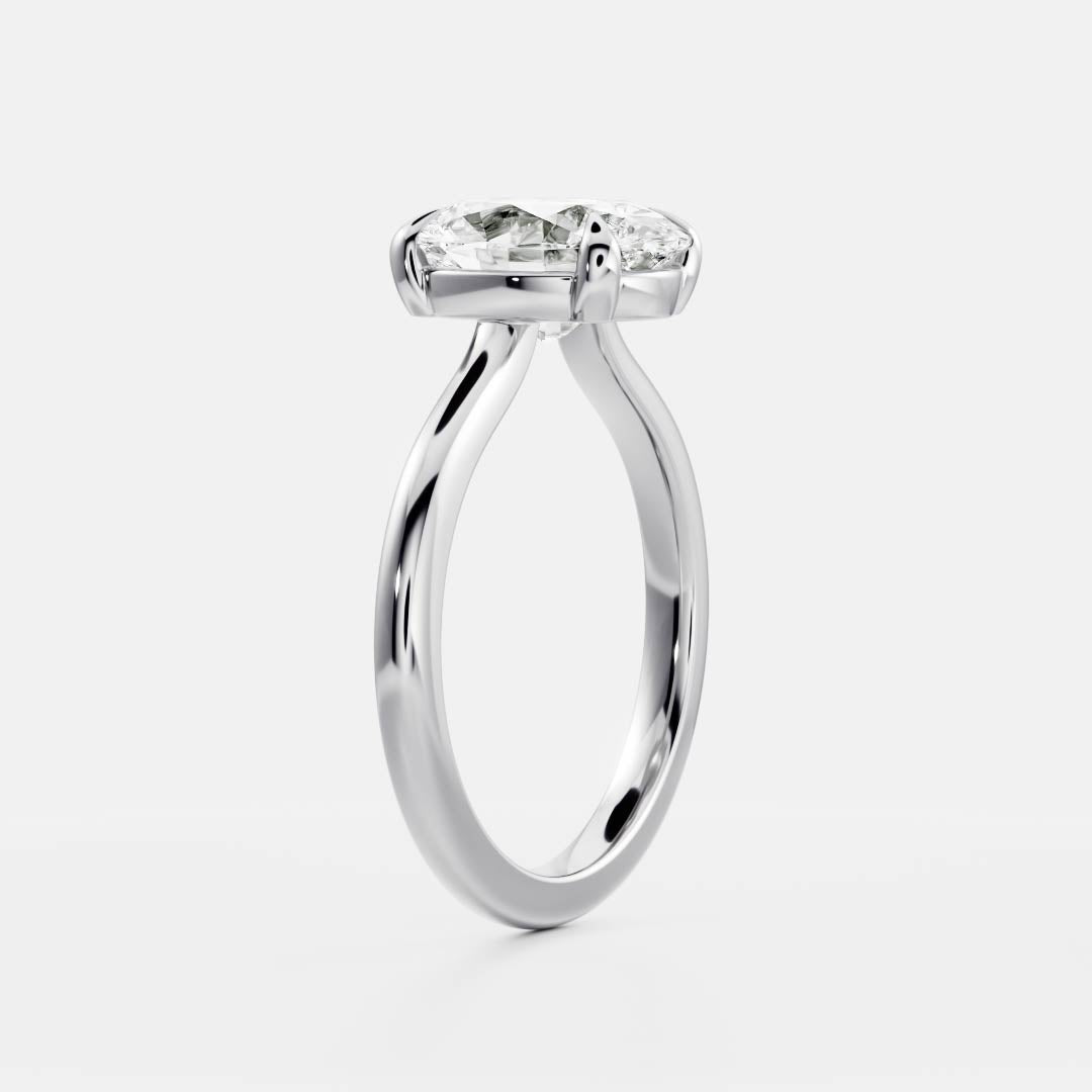 Solitaire Low Profile-Oval Lab Grown Diamond Engagement Ring - On model