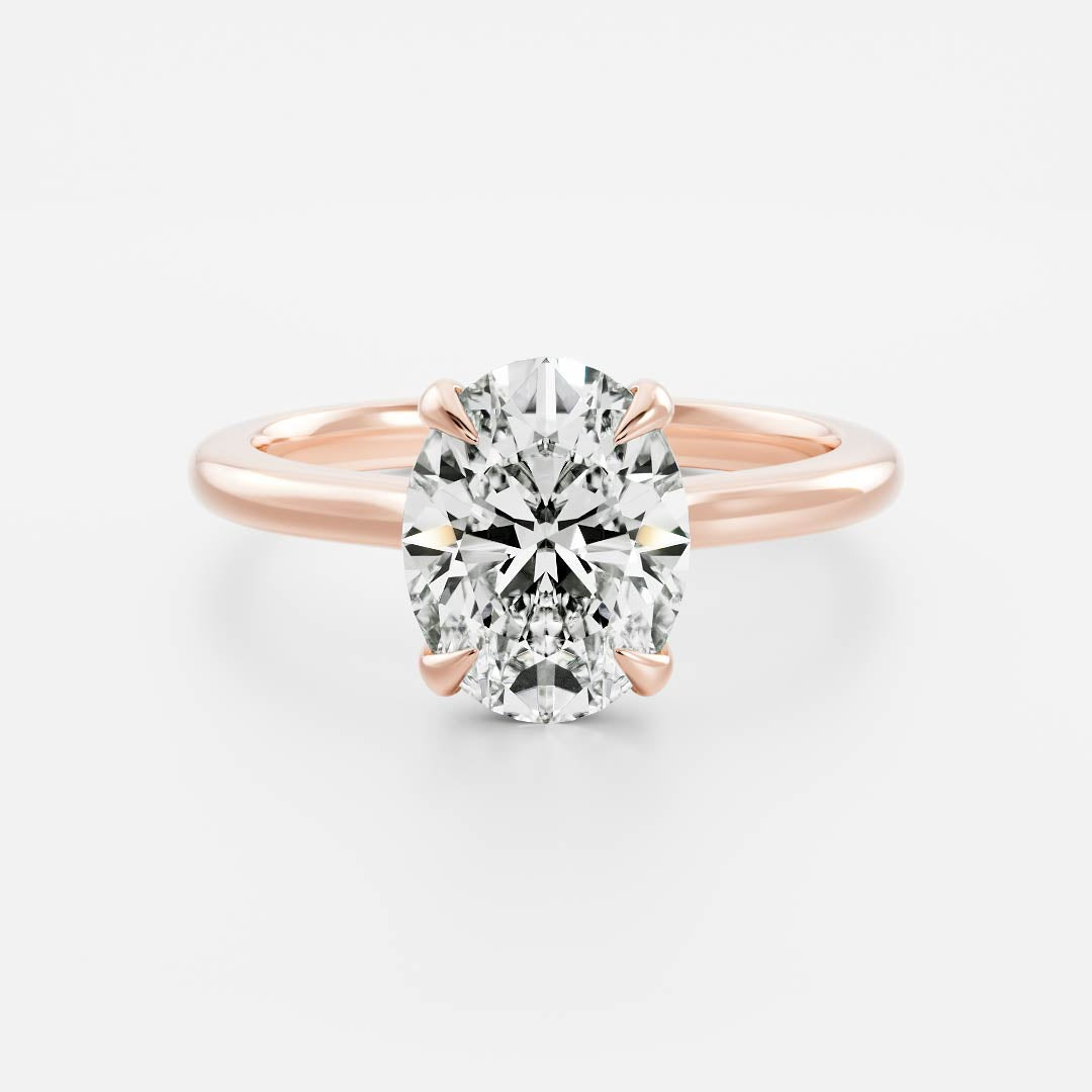 Solitaire Low Profile-Oval Lab Grown Diamond Engagement Ring - Front view