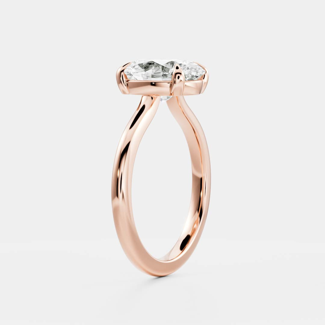 Solitaire Low Profile-Oval Lab Grown Diamond Engagement Ring - Side view