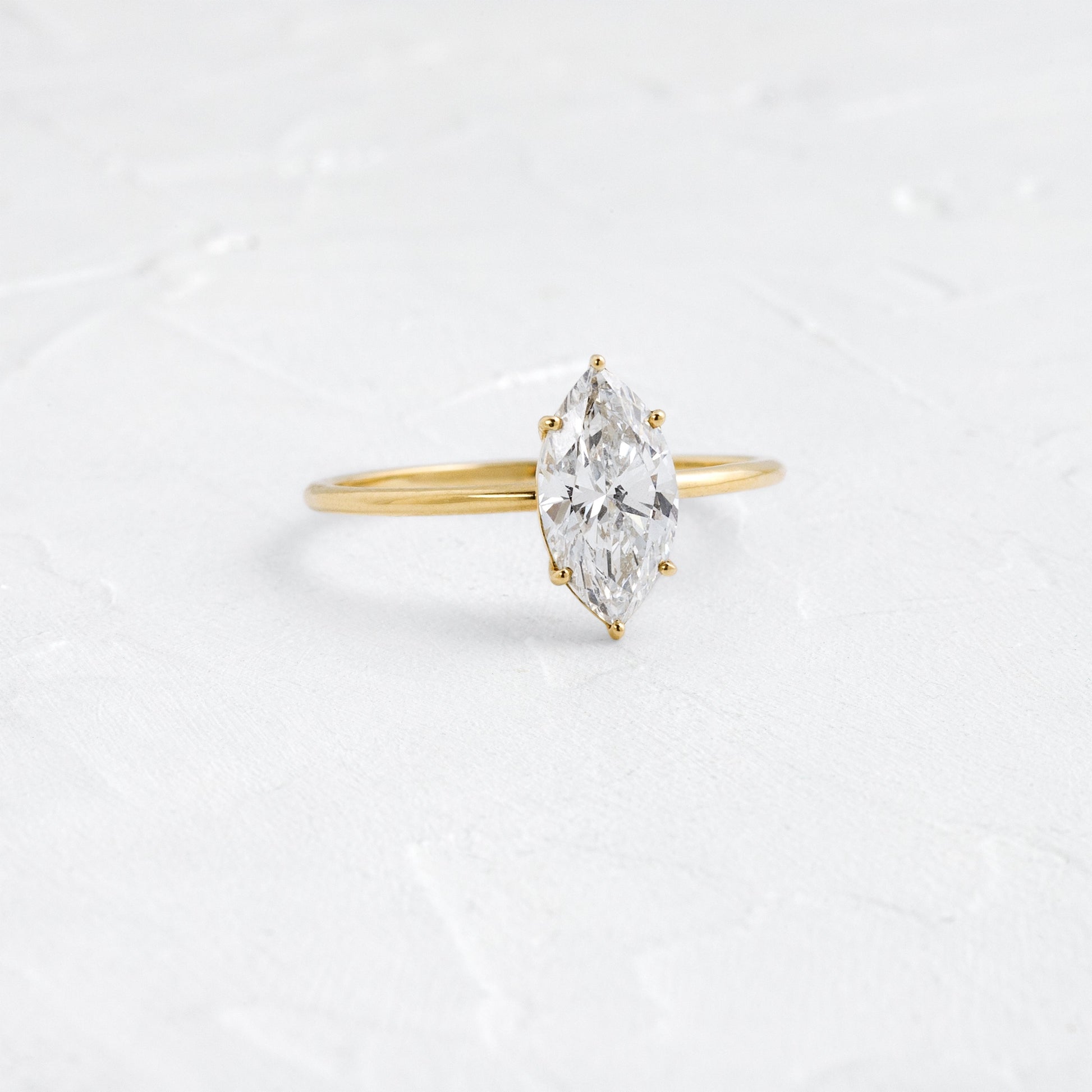 Solitaire-Marquise Lab Grown Diamond Engagement Ring - Front view