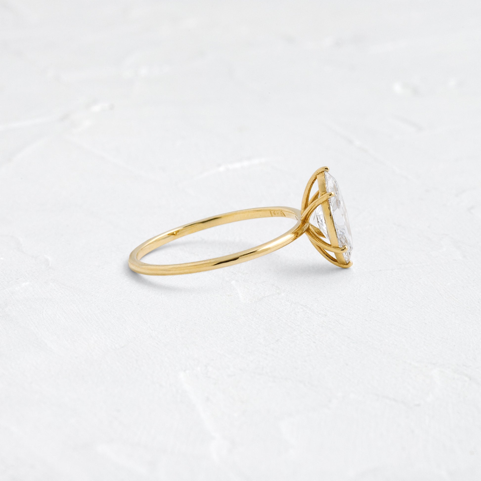 Solitaire-Marquise Lab Grown Diamond Engagement Ring - Side view