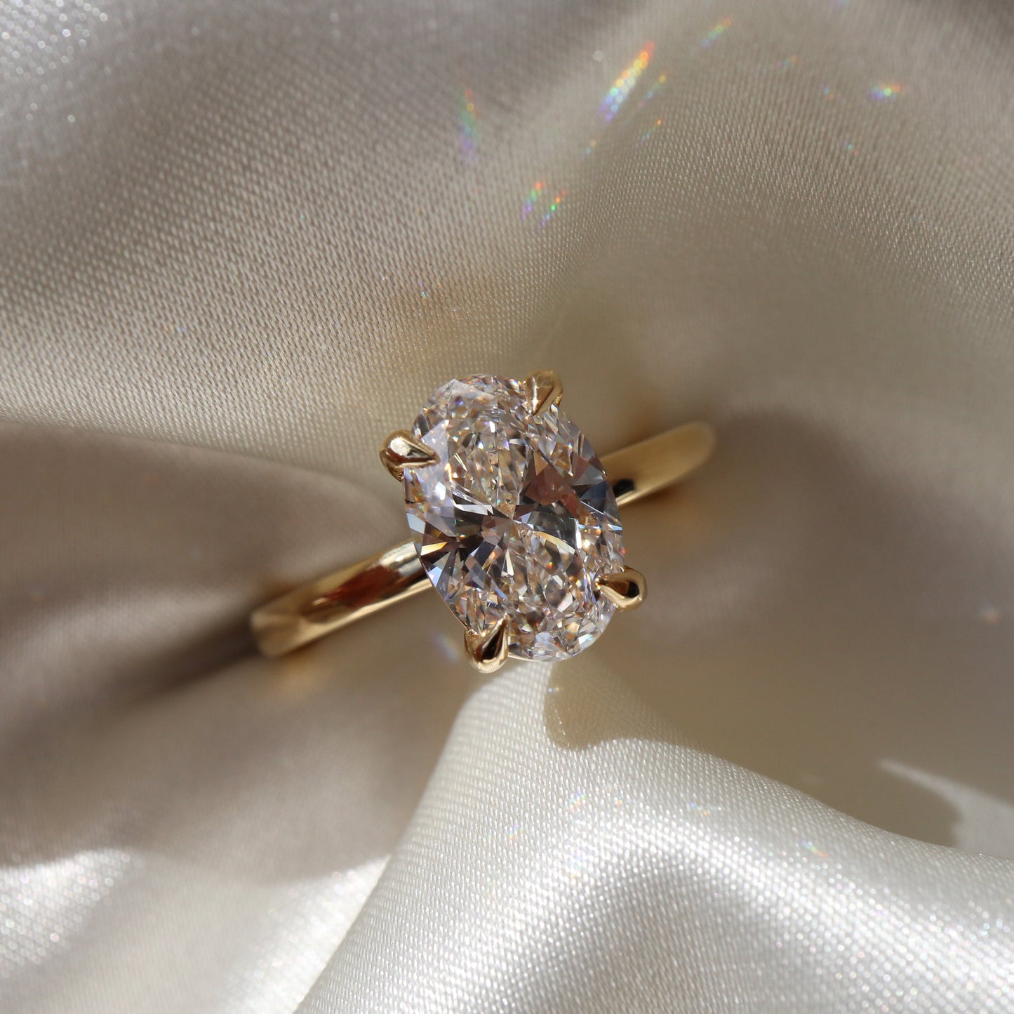 Solitaire-Oval Lab Grown Diamond Engagement Ring - Side view