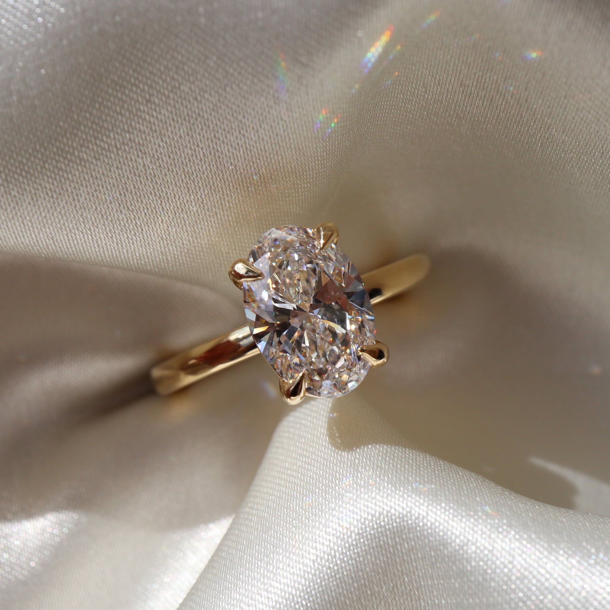 Solitaire-Oval Lab Grown Diamond Engagement Ring - Side view