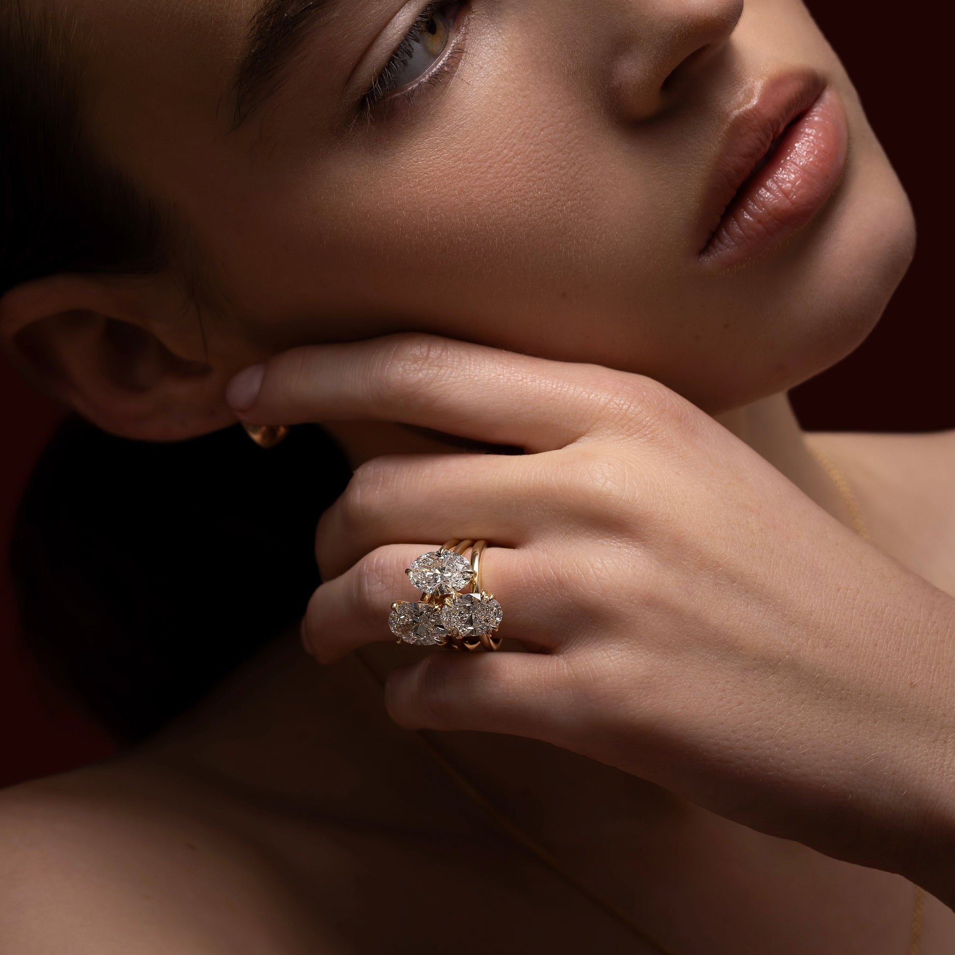 Solitaire-Oval Lab Grown Diamond Engagement Ring - On model