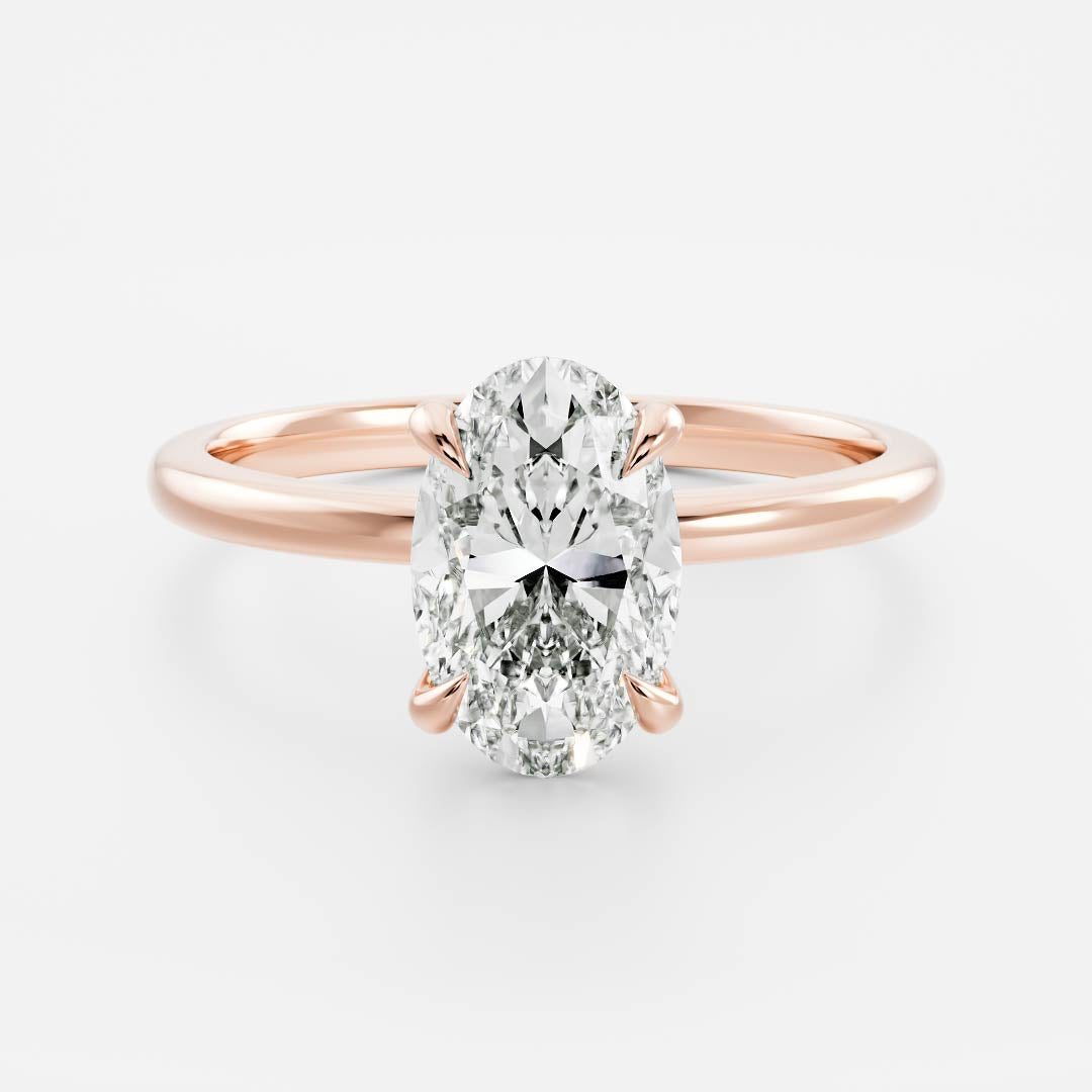 Solitaire-Oval Lab Grown Diamond Engagement Ring - Front view