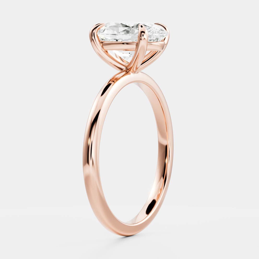 Solitaire-Oval Lab Grown Diamond Engagement Ring - Side view