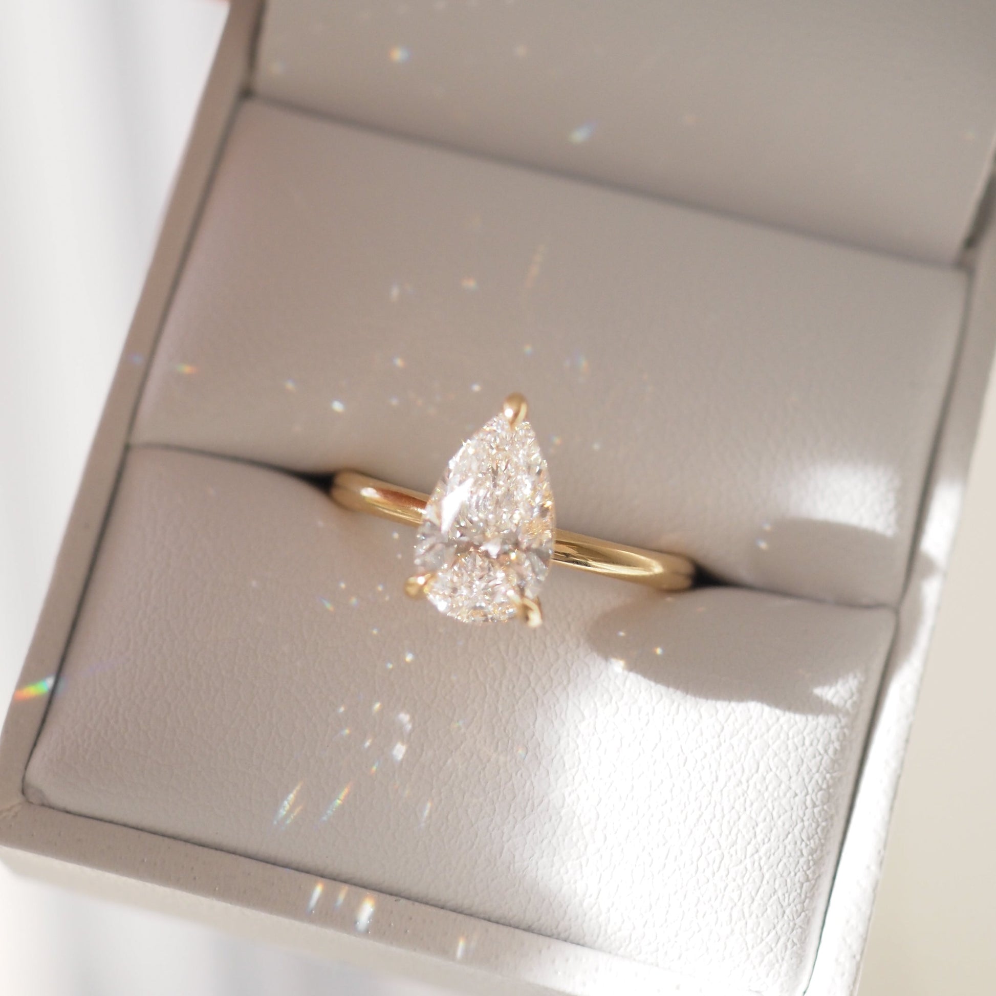 Solitaire-Pear Lab Grown Diamond Engagement Ring - Front view