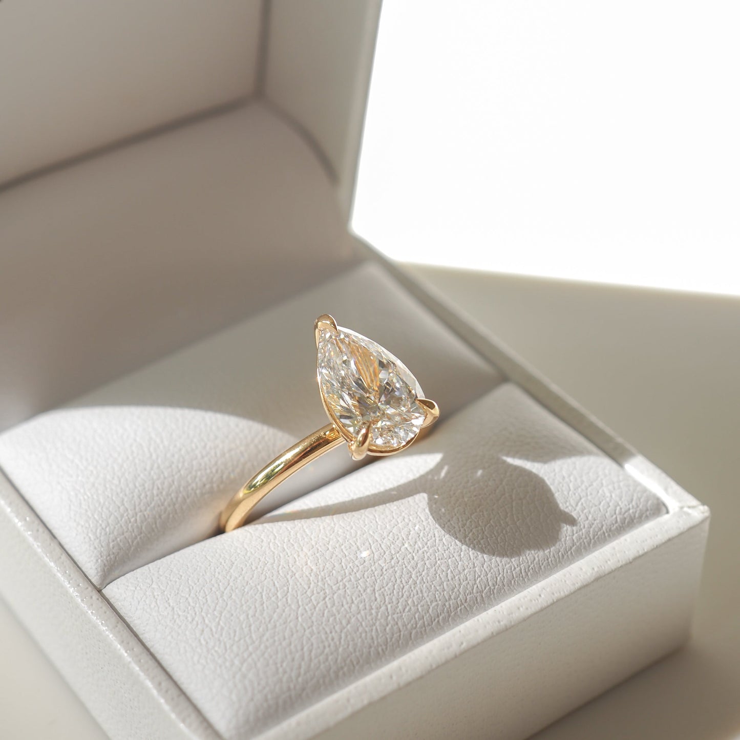 Solitaire-Pear Lab Grown Diamond Engagement Ring - Front view