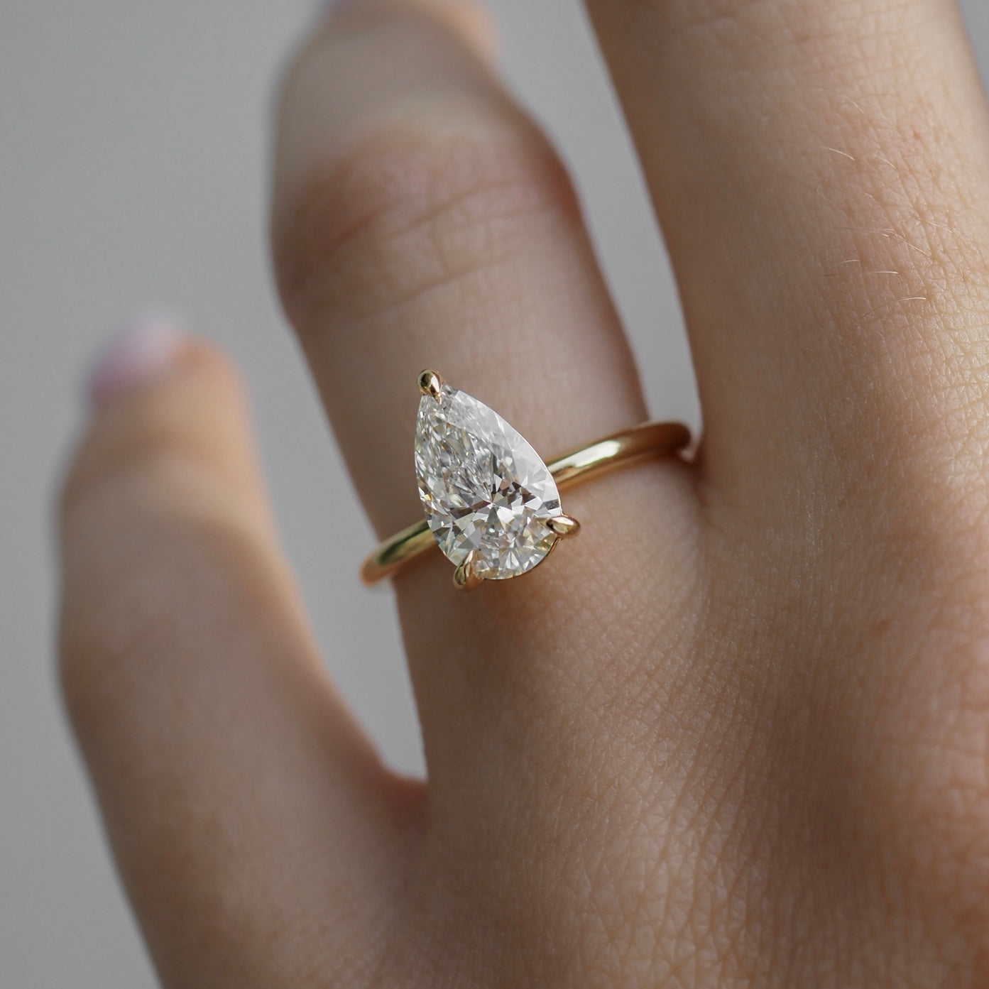 Solitaire-Pear Lab Grown Diamond Engagement Ring - Side view