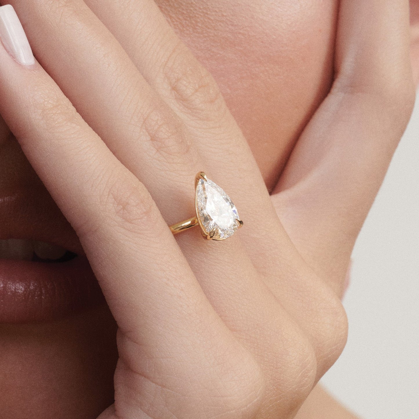 Solitaire-Pear Lab Grown Diamond Engagement Ring - Back view