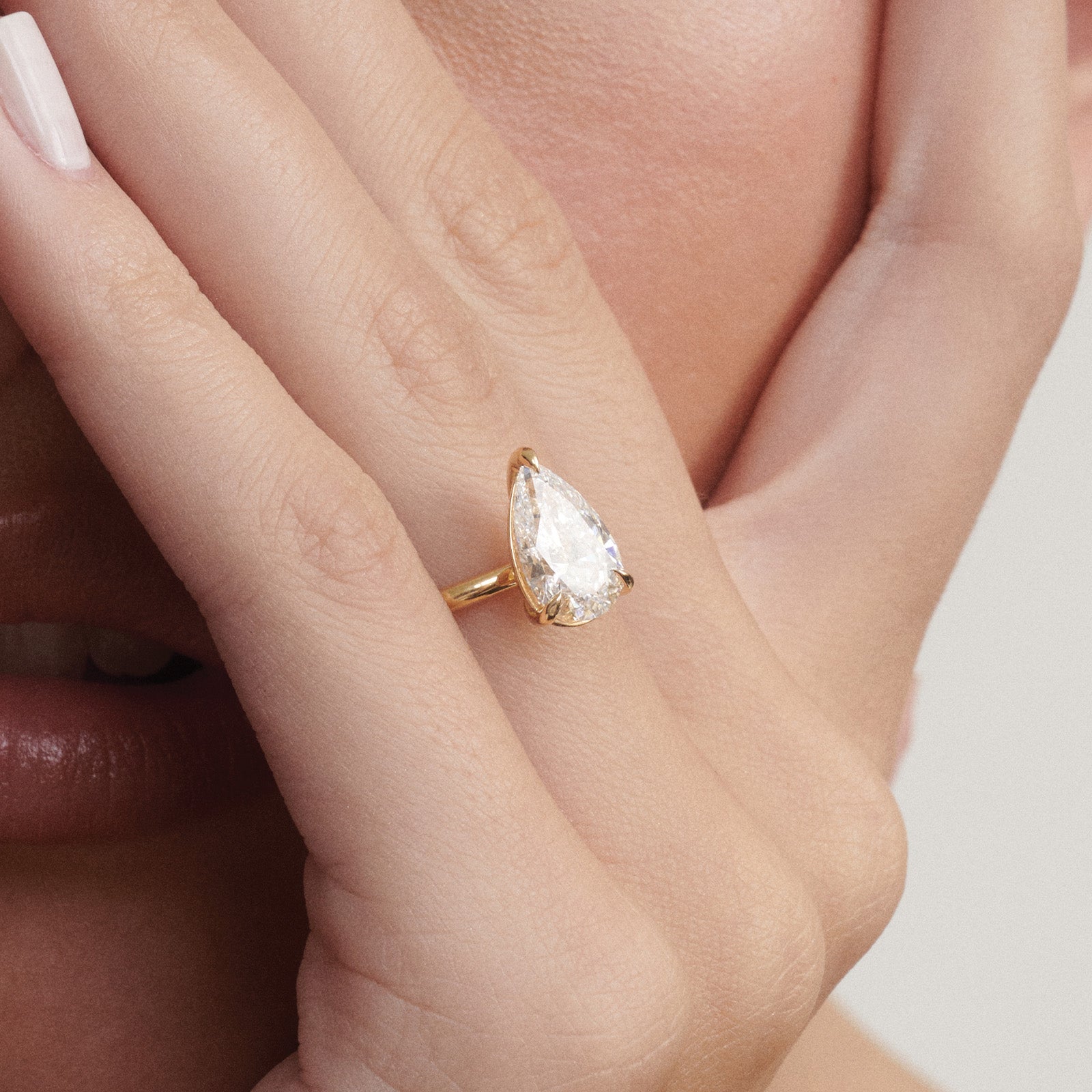 Solitaire-Pear Lab Grown Diamond Engagement Ring - Back view